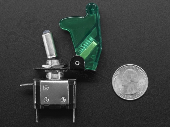 Toggle switch with safety cap green - Adafruit 3307